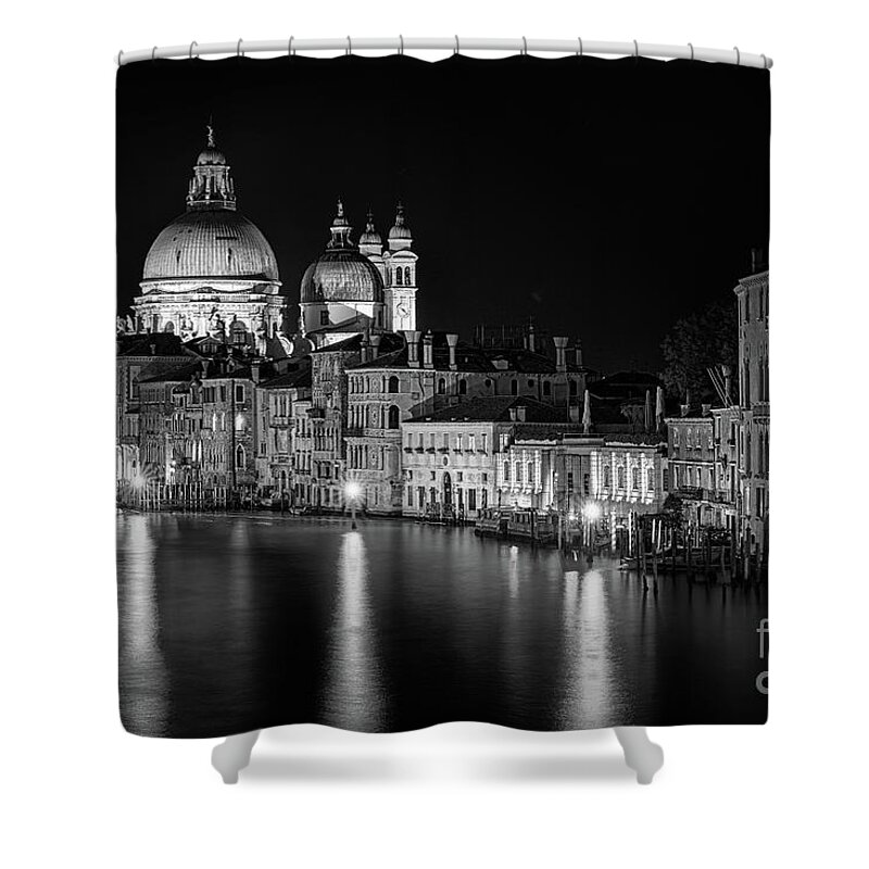 Night Shower Curtain featuring the photograph Breathtaking Venice by night bnw by The P