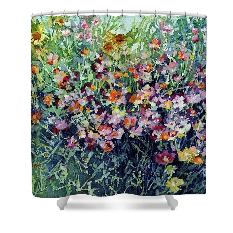 Wildflower Shower Curtain featuring the painting Breeze and Daydream by Hailey E Herrera