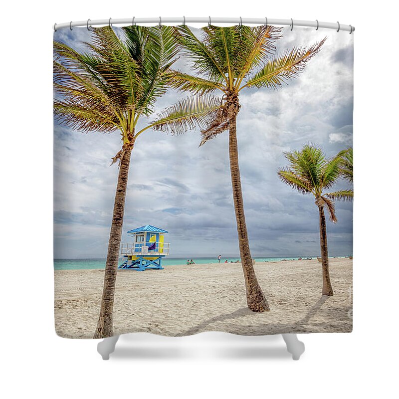 Beach Shower Curtain featuring the photograph Breezy Day on Hollywood Beach by Becqi Sherman