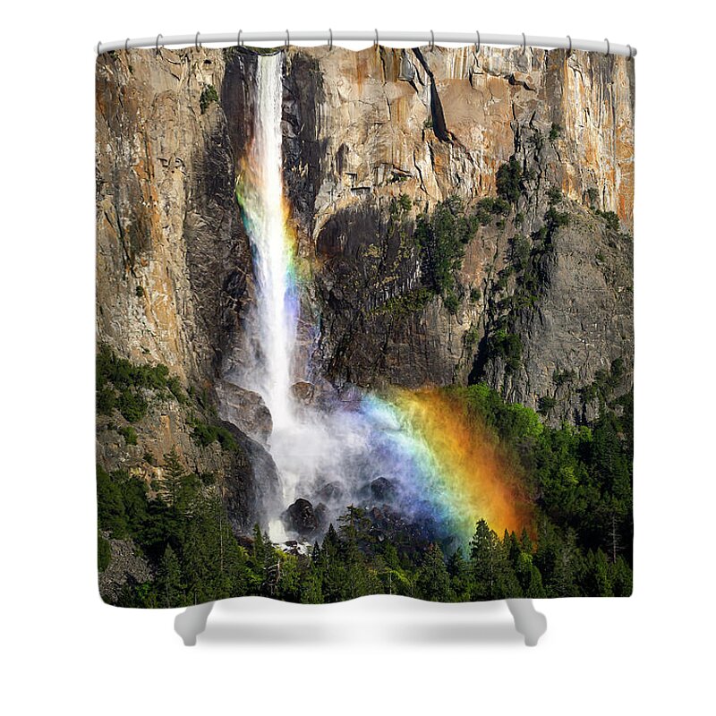 Yosemite Shower Curtain featuring the photograph Bridalveil Falls Rainbow by Gary Johnson