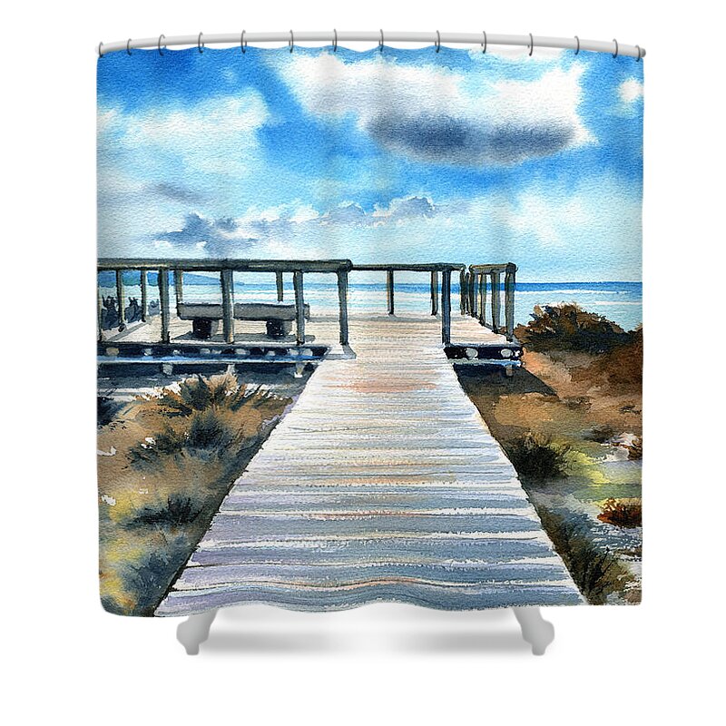 Portugal Shower Curtain featuring the painting Just Another Bright Day In Portugal by Dora Hathazi Mendes