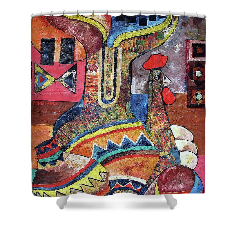  Shower Curtain featuring the painting Bright Sunny Day by Speelman Mahlangu