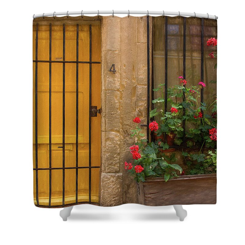 France Shower Curtain featuring the photograph Bright Yellow Welcome in Arles, France by Marcy Wielfaert
