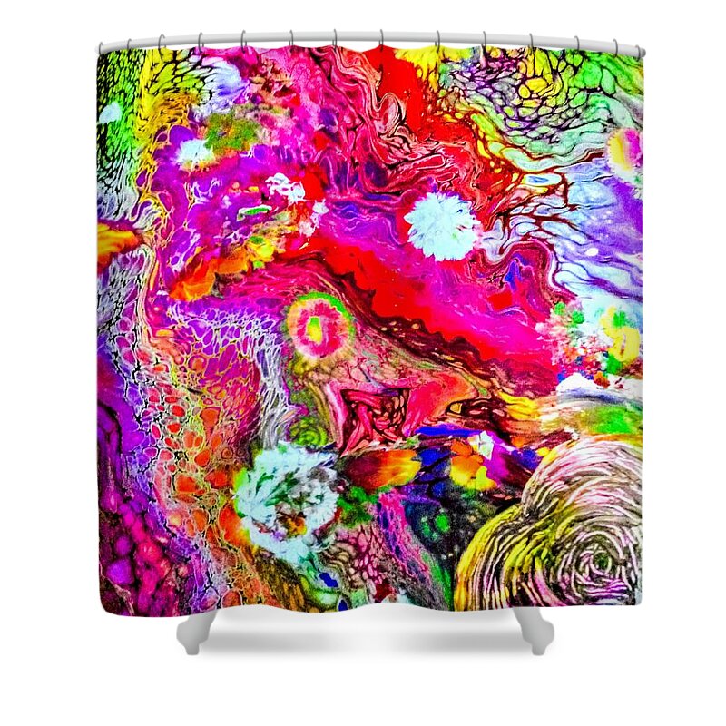 Flowers Bright Colors Shower Curtain featuring the painting Brightest Petals by Anna Adams