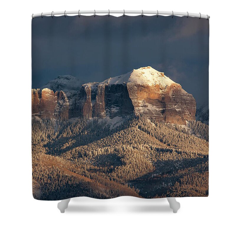 Courthouse Mountain Shower Curtain featuring the photograph Brilliant Courthouse by Denise Bush