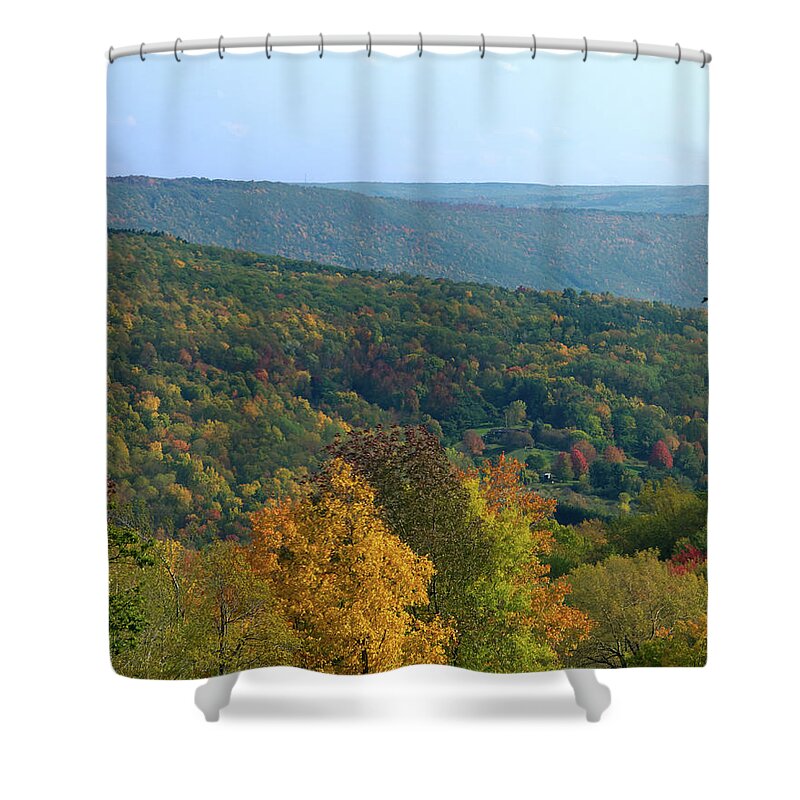 Foliage Shower Curtain featuring the photograph Bristol Hills Early Autumn by Flinn Hackett