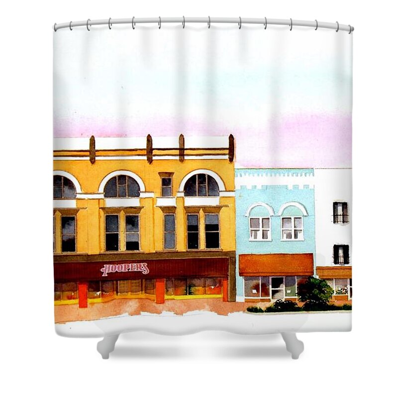 Architecture Shower Curtain featuring the painting Broadway #2 by William Renzulli
