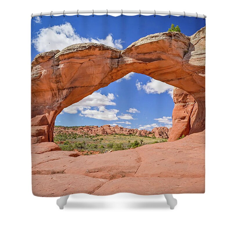 Arch Shower Curtain featuring the photograph Broken Arch in Sunlight by Ed Stokes