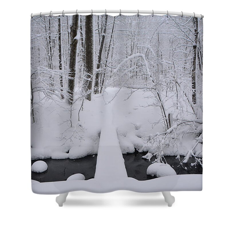 Bromley Brook With Snow Shower Curtain featuring the photograph Bromley Brook with Snow 3 by Raymond Salani III