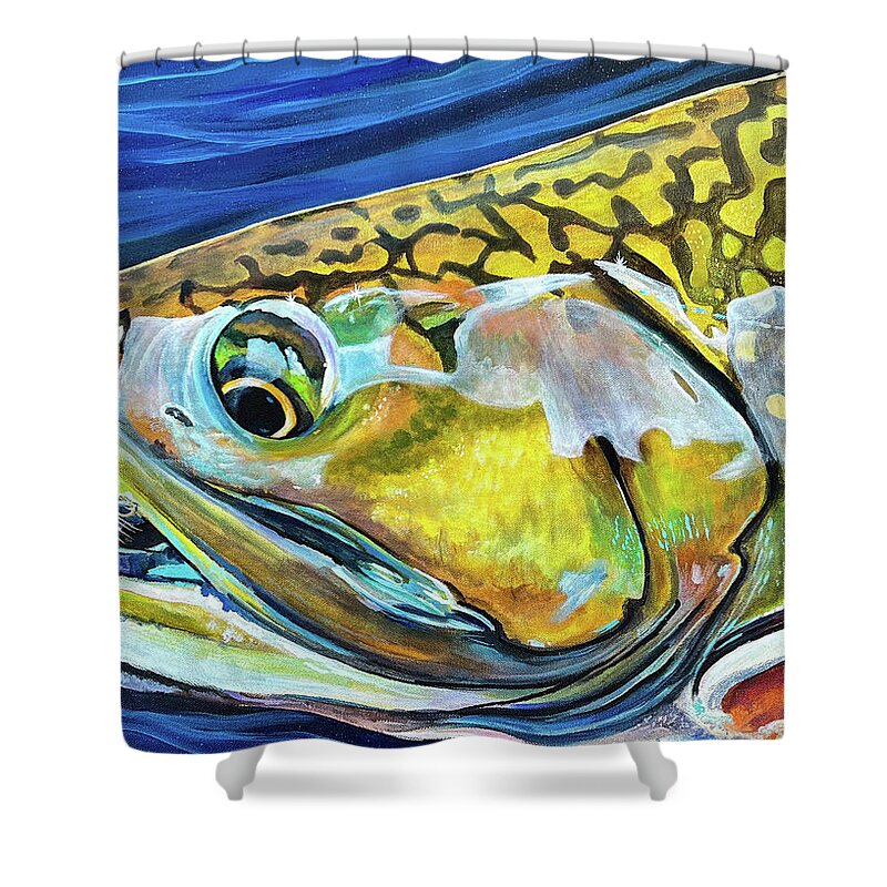 Trout Shower Curtain featuring the painting Brook Trout by Mark Ray