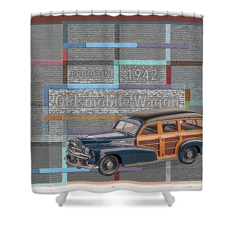 Brooklin Models Shower Curtain featuring the digital art Brooklin Models / Oldsmobile Wagon by David Squibb