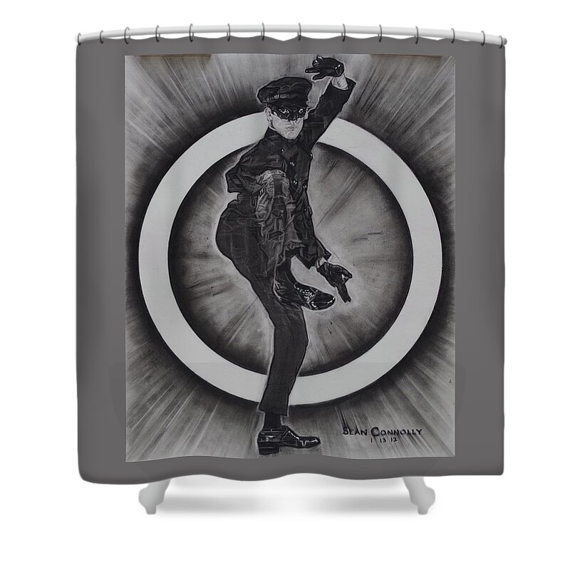 Charcoal Pencil Shower Curtain featuring the drawing Bruce Lee - Kato - 2 by Sean Connolly