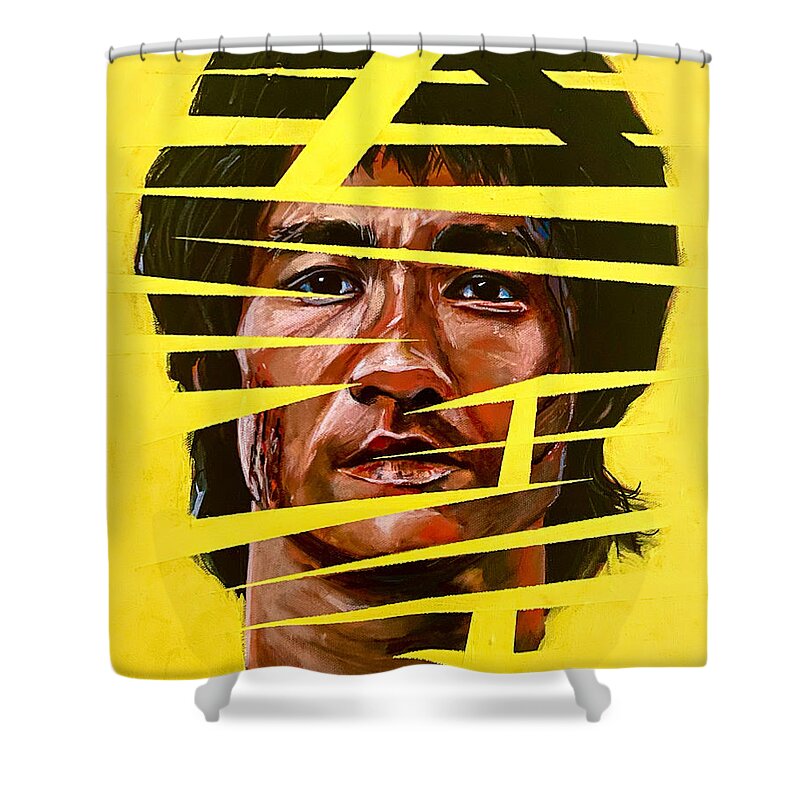 Bruce Lee Shower Curtain featuring the painting Bruce Lee - Shuttered Icons Series by Joel Tesch