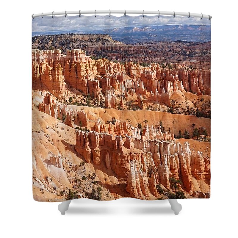 Bryce Canyon National Park Shower Curtain featuring the photograph Bryce Canyon National Park- Overlook with the Horizon by Yvonne Jasinski