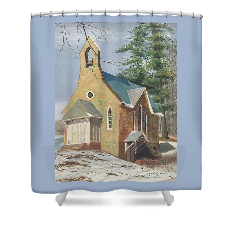 Chapel Shower Curtain featuring the painting Bucks County Chapel by Jacqueline Shuler