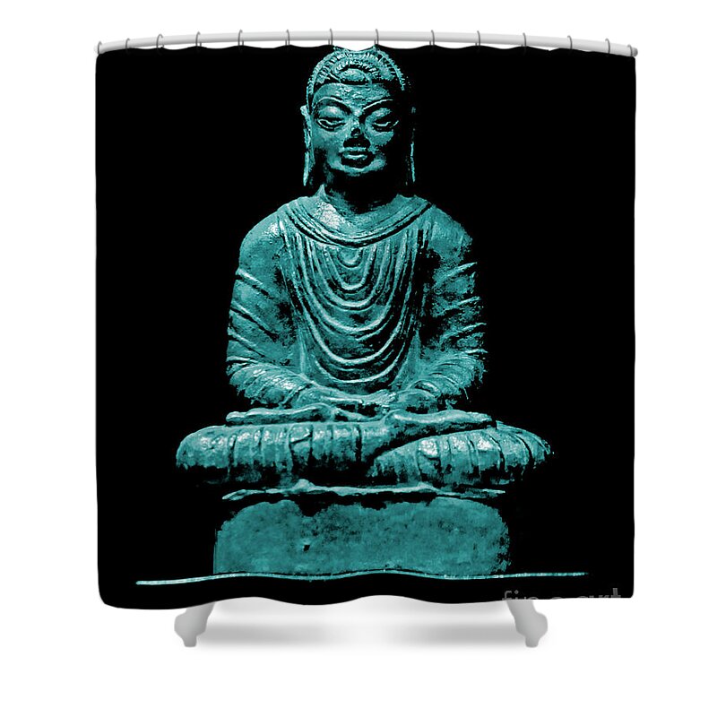 Buddha Shower Curtain featuring the photograph Buddha Aqua by Marisol VB