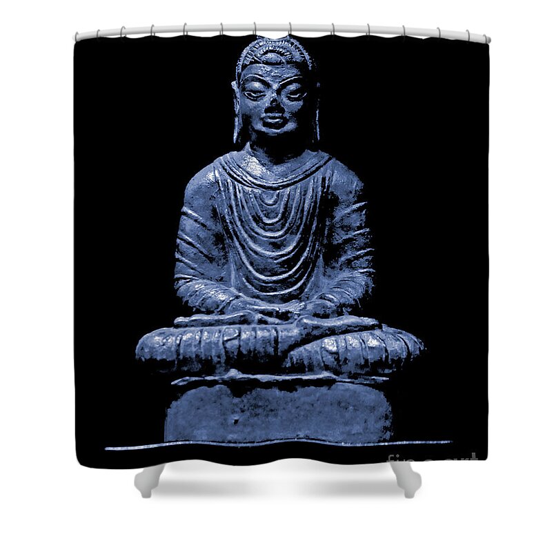 Buddha Shower Curtain featuring the photograph Buddha Blue by Marisol VB