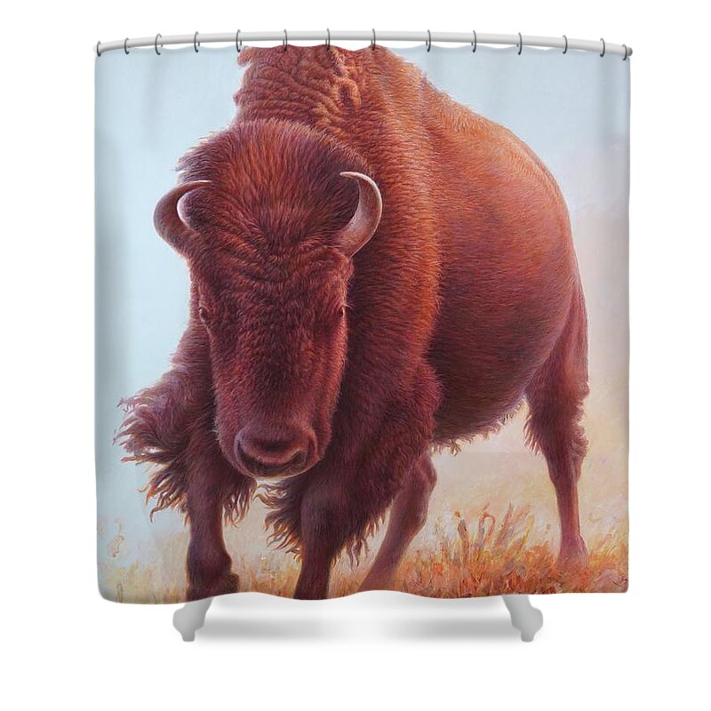 Buffalo Shower Curtain featuring the painting Buffalo L of 2 by Hans Droog