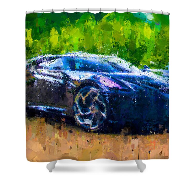 Bugatti Shower Curtain featuring the painting Bugatti La Voiture Noire by Vart. by Vart