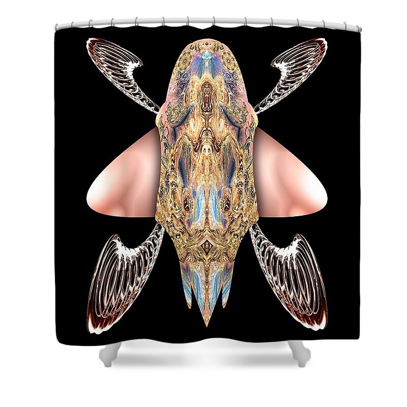 Abstract Shower Curtain featuring the digital art Bugs Nouveau I by Tom McDanel