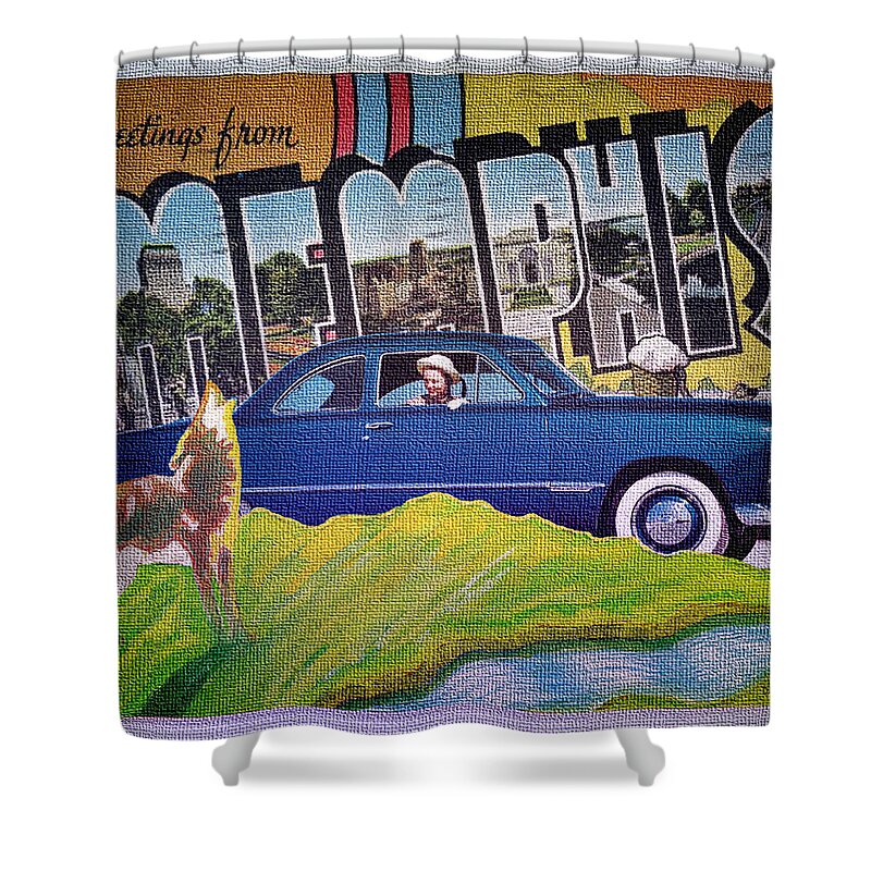 Dixie Road Trips Shower Curtain featuring the digital art Dixie Road Trips / Memphis by David Squibb