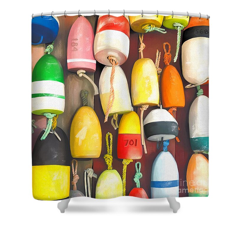 Buoys Shower Curtain featuring the painting Buoys by Tammy Lee Bradley