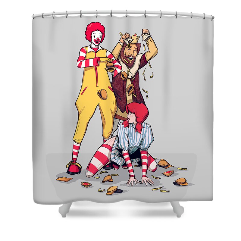 Mcdonalds Shower Curtain featuring the drawing Burgers and Fries by Ludwig Van Bacon