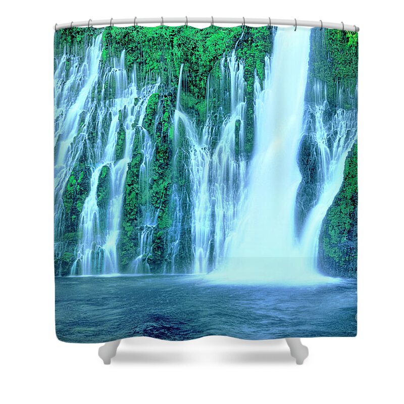 Dave Welling Shower Curtain featuring the photograph Burney Falls Mcarthur Burney State Park California by Dave Welling