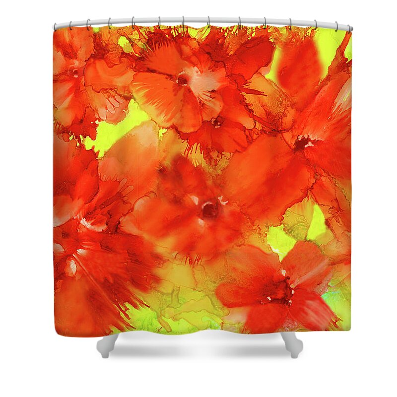 Alcohol Ink Shower Curtain featuring the painting Bursting Blooms Alcohol Ink Flowers by Deborah League