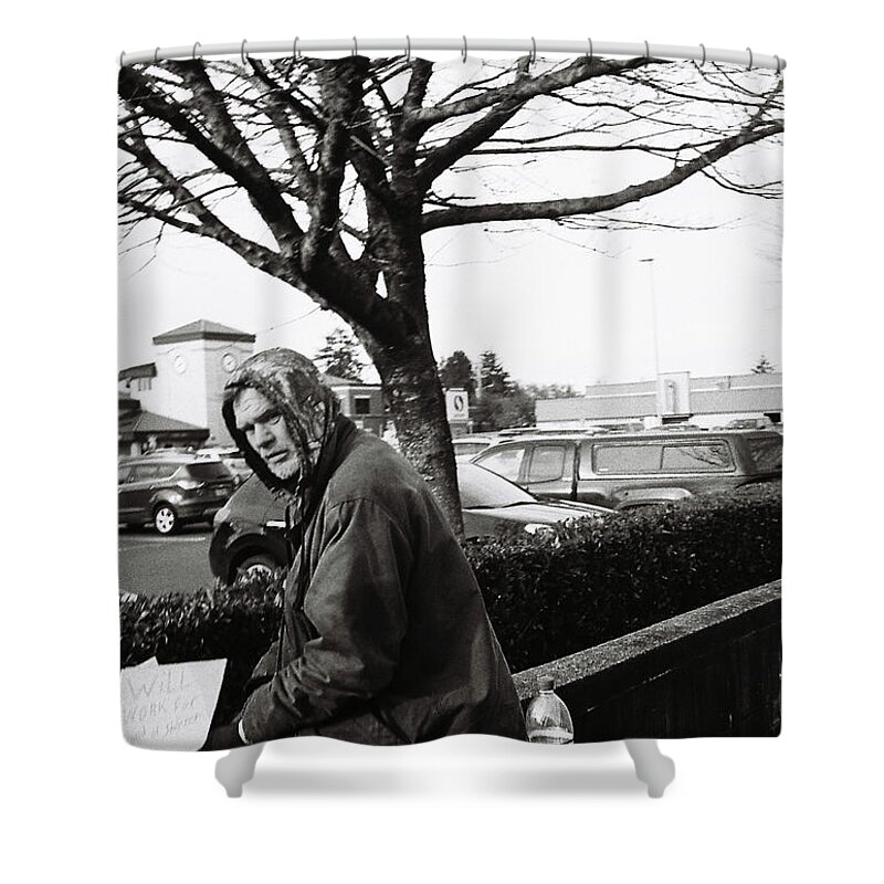 Street Photography Shower Curtain featuring the photograph Business as Usual by Chriss Pagani