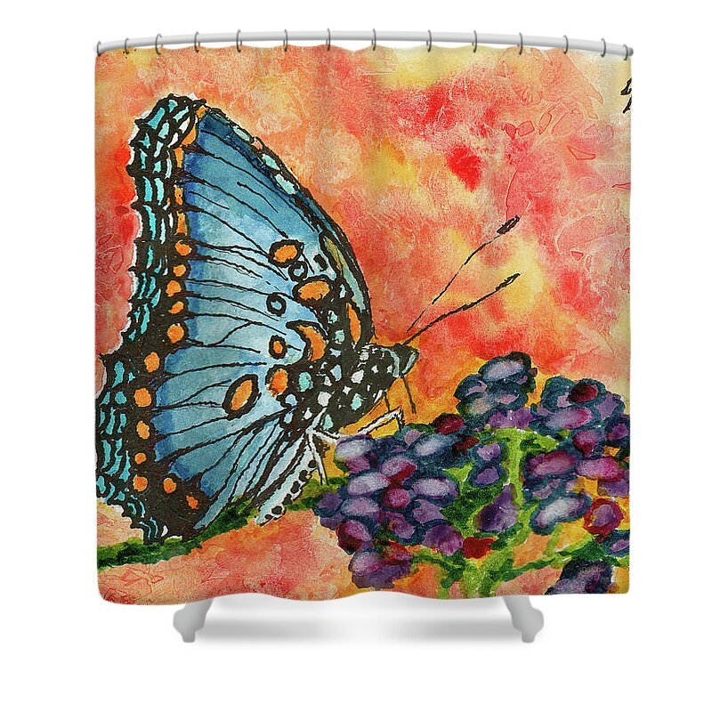 Butterfly Shower Curtain featuring the painting Butterfly #200518 by Sam Sidders