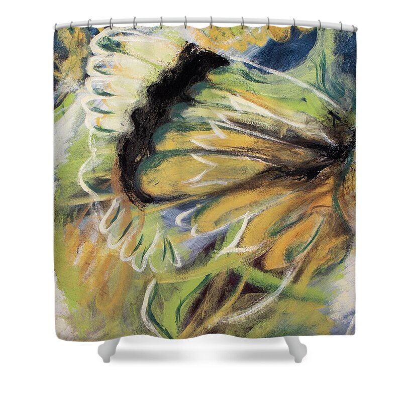 Butterfly Shower Curtain featuring the painting Butterfly Abstract by Pamela Schwartz