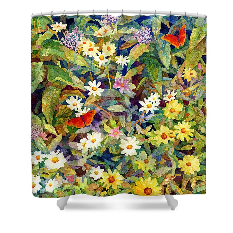 Flowers Shower Curtain featuring the painting Butterfly Garden by Hailey E Herrera