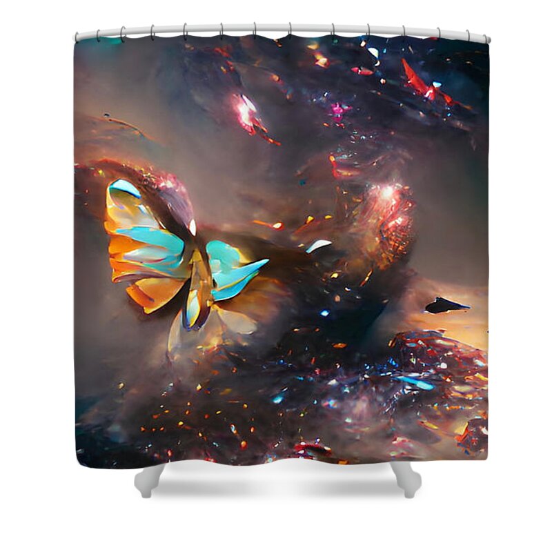 Butterflies Shower Curtain featuring the digital art Butterfly Gradients by Vennie Kocsis
