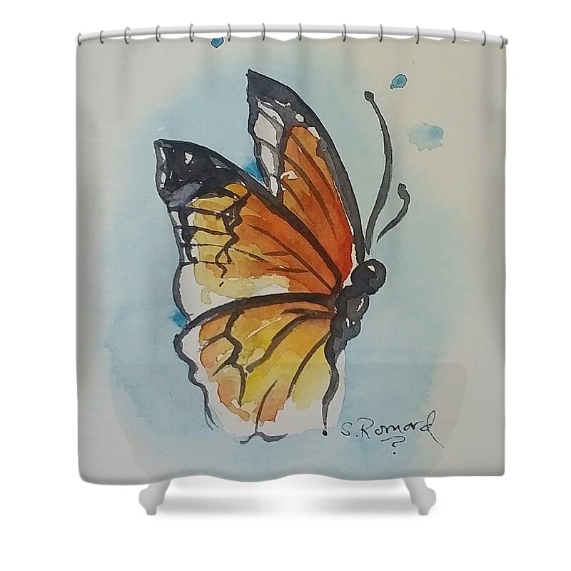  Shower Curtain featuring the painting Butterfly by Sheila Romard