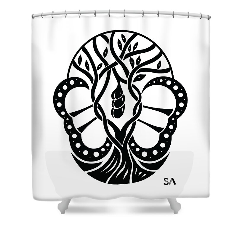 Black And White Shower Curtain featuring the digital art Butterfly by Silvio Ary Cavalcante