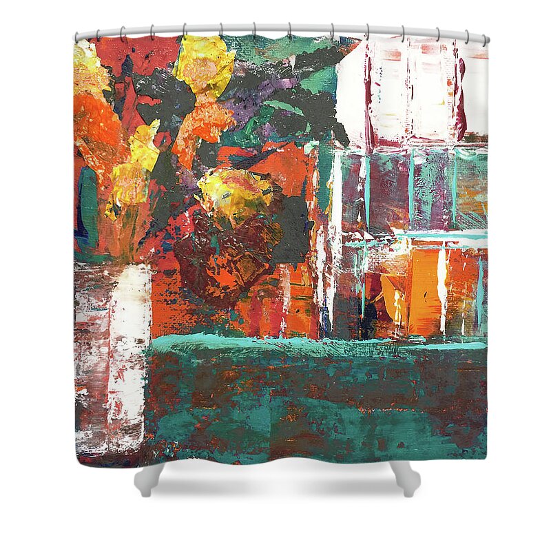 Other Shower Curtain featuring the mixed media By the Other Window by Linda Bailey