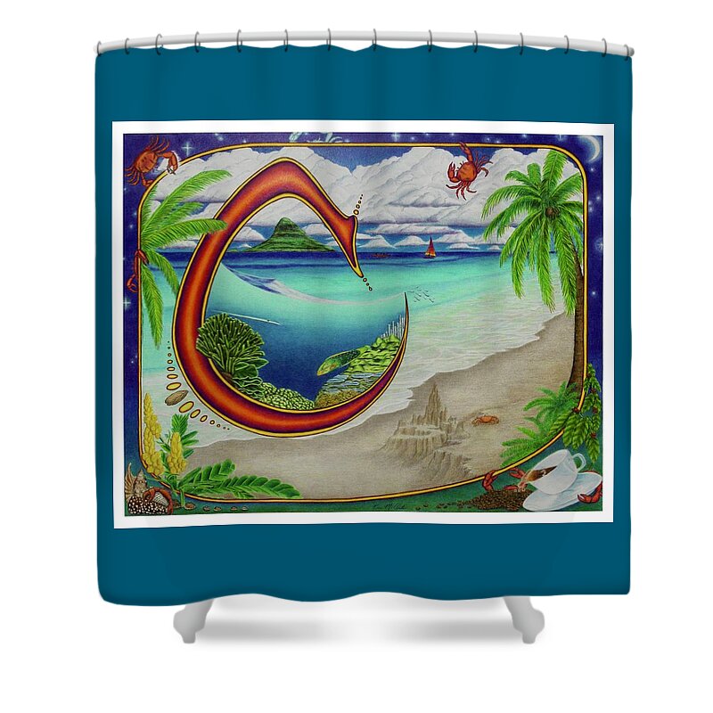 Kim Mcclinton Shower Curtain featuring the drawing C is for Coral by Kim McClinton