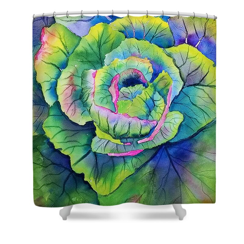 Cabbage Shower Curtain featuring the painting Cabbage Patch by Ann Frederick