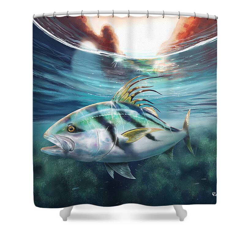 Cabo San Lucas Shower Curtain featuring the digital art Cabo Rooster by Kevin Putman