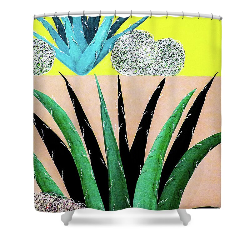 Cactus Shower Curtain featuring the painting Cactus Everywhere by Ted Clifton