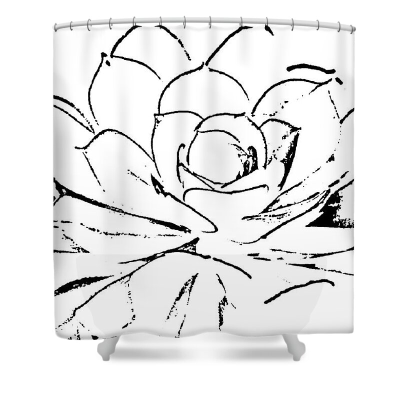 Cactus Shower Curtain featuring the drawing Cactus - Minimalism Sketch by VIVA Anderson