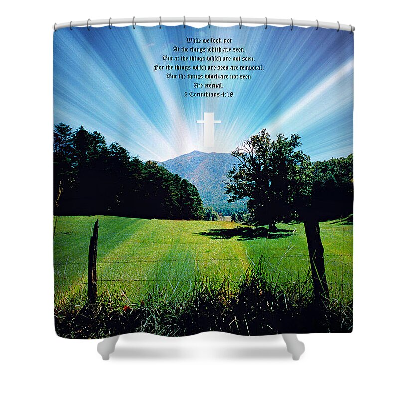 Cades Cove Shower Curtain featuring the photograph Cades Cove Sunburst Md Cross 2 Cor 4vs18 by Mike McBrayer