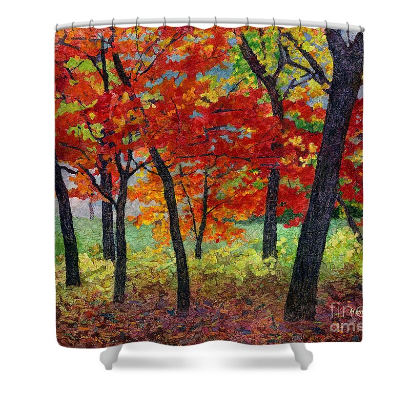 Path Shower Curtain featuring the painting Cadmium Flame by Hailey E Herrera