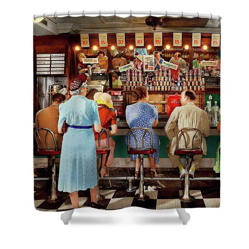 Cafe Shower Curtain featuring the photograph Cafe - Food is medicine 1942 by Mike Savad