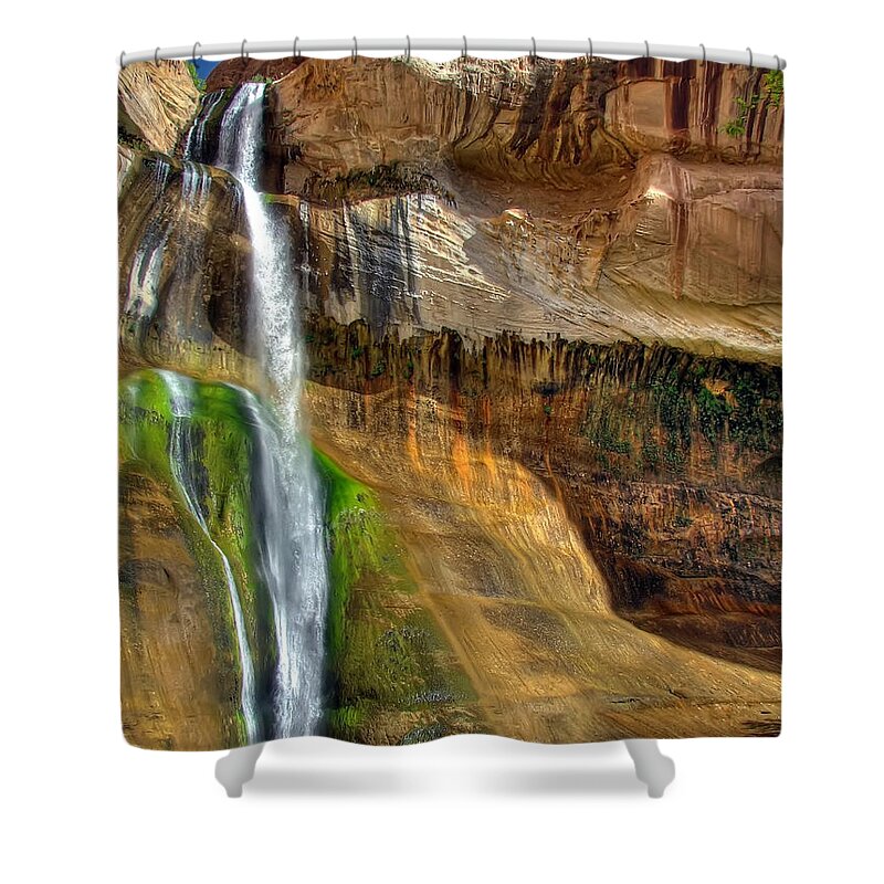 Calf Creek Shower Curtain featuring the photograph Calf Creek Falls by Farol Tomson