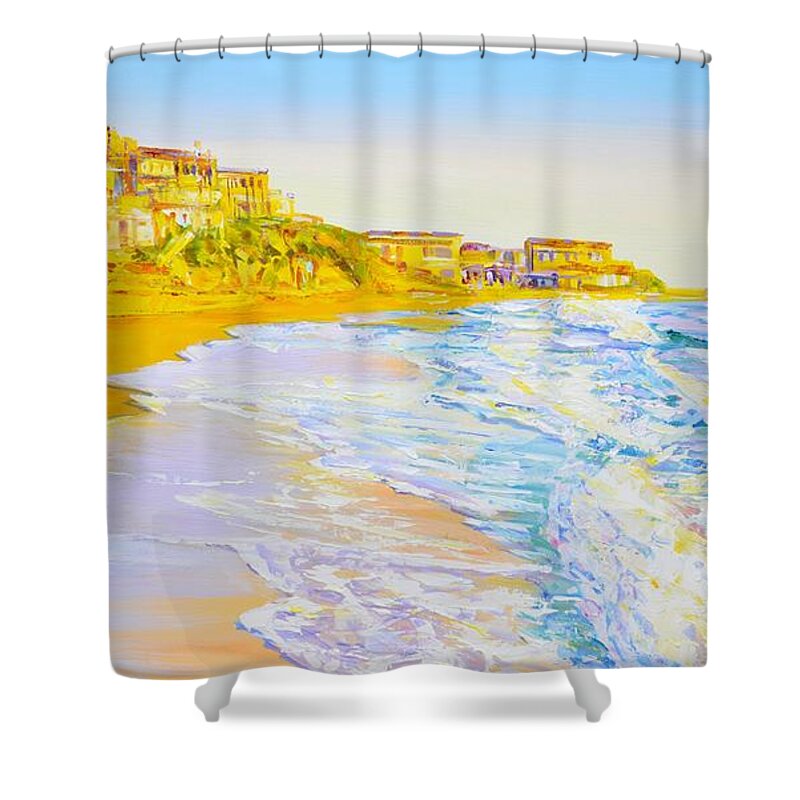 Ocean Shower Curtain featuring the painting California. Beach. Ocean. by Iryna Kastsova