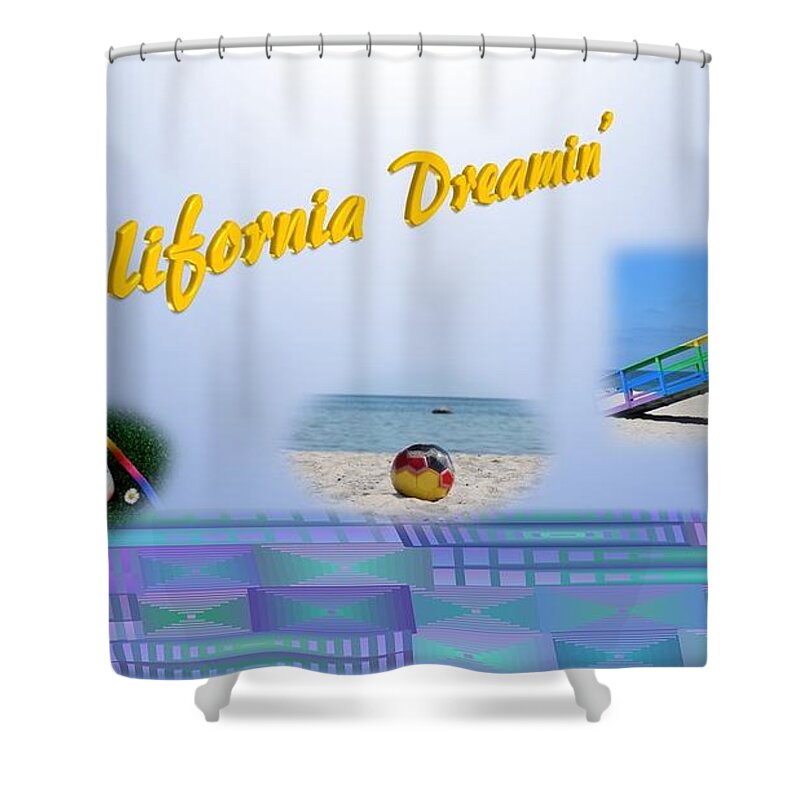 California Shower Curtain featuring the mixed media California Dreaming by Nancy Ayanna Wyatt