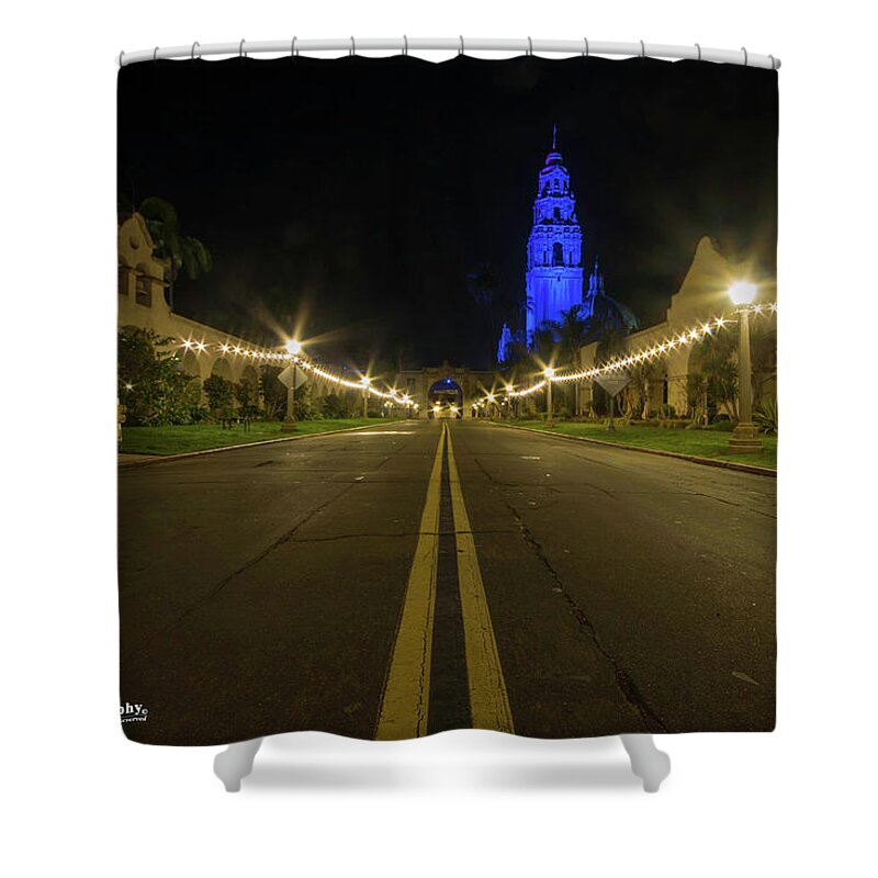 2018 Shower Curtain featuring the photograph California Tower/ Cabrillo Bridge Road by Frank Sellin