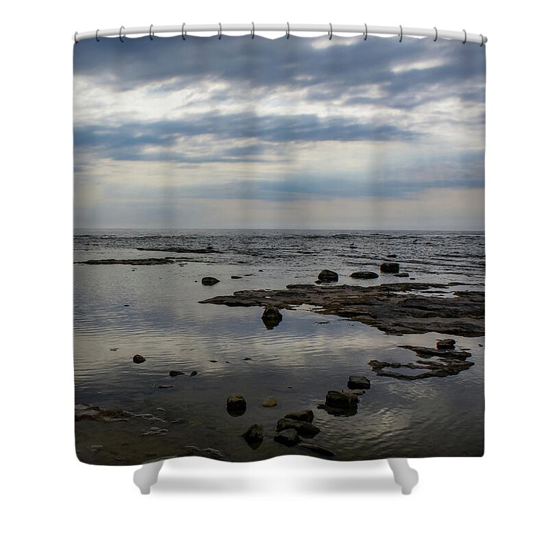 Door County Shower Curtain featuring the photograph Cana Island Clouds by Deb Beausoleil